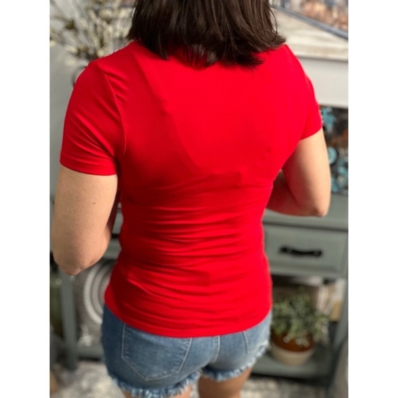 Scoop Neck Basic Boyfriend Short Sleeve Baby Tee Red 0423 - Picture 3 of 6